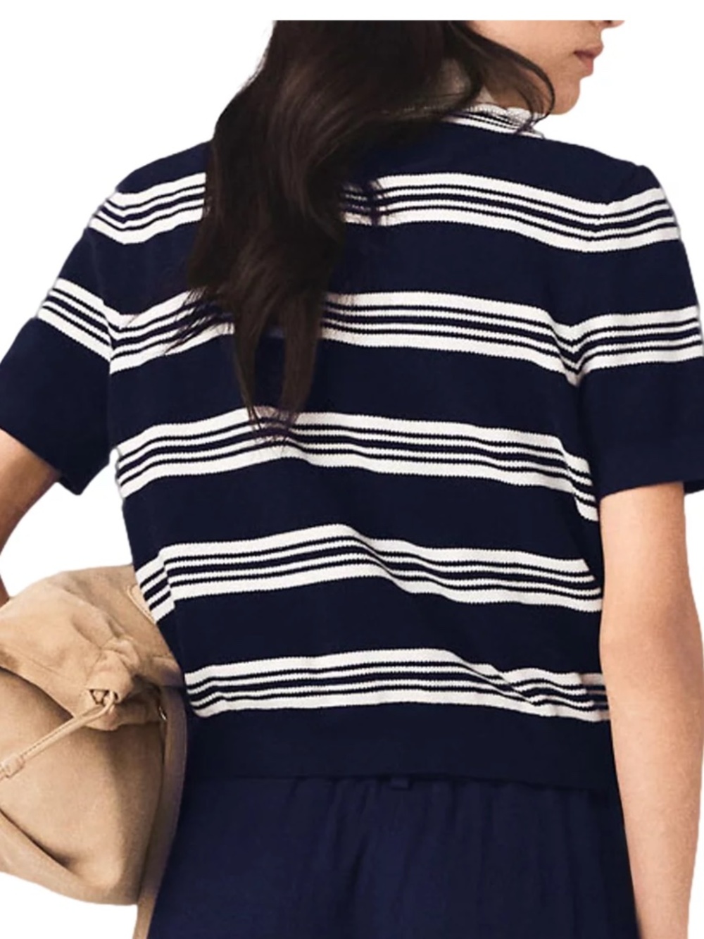 Map Striped Rhinestone Collar Polo - Picture 2 of 7